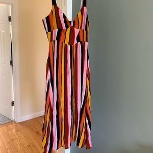Multi colored striped midi dress